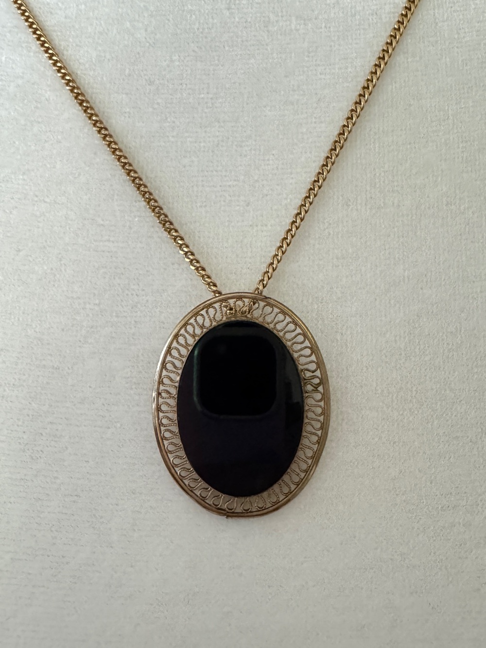 Vintage Winard 12K GF Black Onyx Pendant Brooch Forstner Gold Filled Necklace